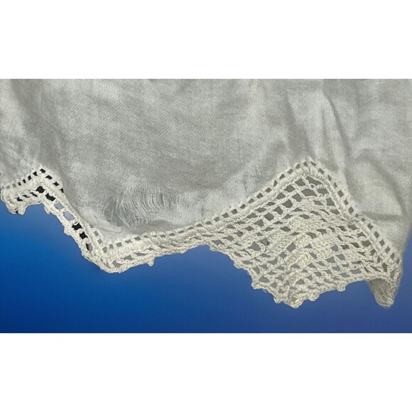 Antique Dress Slip Sleeveless Crochet Ruffle Hem Handmade Buttons Cream Country - Picture 4 of 7